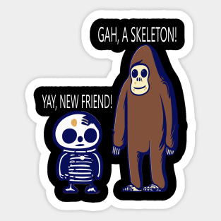 Kawaii Bigfoot Skeleton Sasquatch Friends Funny Yeti Sticker